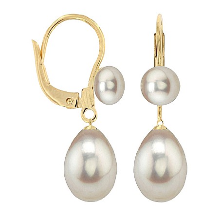 Cercei Aur cu Perle - Cercei Perle Mari Albe Naturale, Formă Lacrimă, Aur Galben 14K – Model Princess  | KASKADDA®