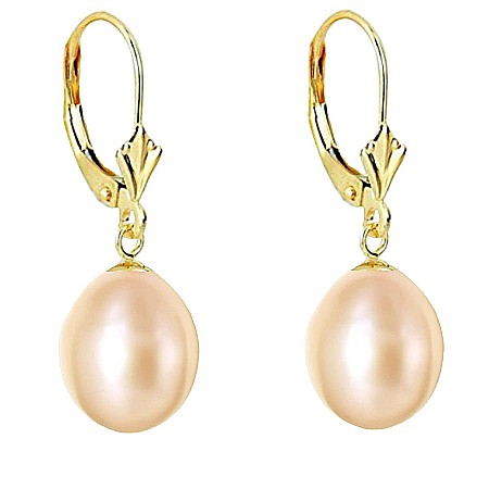 Cercei Aur cu Perle - Cercei Perle Mari de 12/9 mm, Rare, Crem și Aur Galben 14K, Forma Lacrimă | KASKADDA®