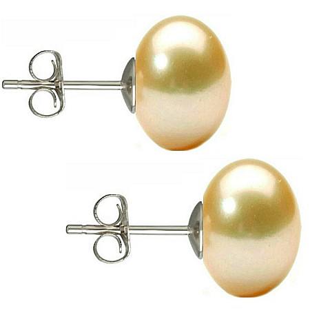 Cercei cu Perle Mari - Cercei Perle Mari Crem, Naturale, 9–10 mm, Tip Șurub, Argint 925 – Calitate AAA | KASKADDA®