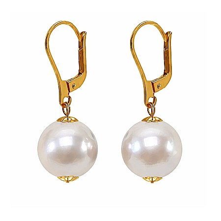 Perle Rare - Cercei Perle Mari, Rare Edison de 11,5–12 mm și Aur Galben 14K, Bijuterie de Colecție| KASKADDA®