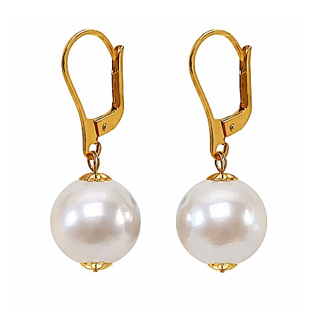 Perle Rare - Cercei Perle Mari, Rare Edison de 12–12,5 mm și Aur Galben 14K, Rafinament Natural | KASKADDA®