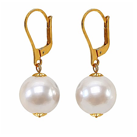 Perle Rare - Cercei Perle Mari, Rare Edison de 12,5–13 mm și Aur Galben 14K, Eleganță Absolută | KASKADDA®