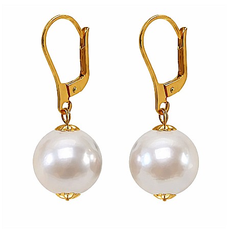 Perle Rare - Cercei Perle Mari, Rare Edison de 13–13,5 mm și Aur Galben 14K, Frumusețe Remarcabilă | KASKADDA®