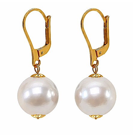 Perle Rare - Cercei Perle Mari, Rare Edison de 13,5–14 mm și Aur Galben 14K, Spectacol Natural | KASKADDA®