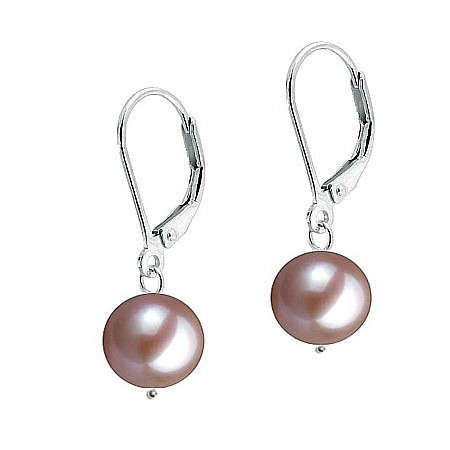 Cercei Argint cu Perle - Cercei Perle Mari Lavanda, Business, de 9–10 mm, Tortiță Închisă, Argint 925 – Calitate AA+| KASKADDA®