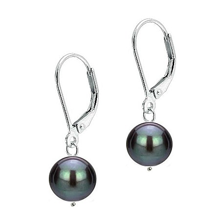 Bijuterii cu Perle Naturale - Cercei Perle Mari Negre, Business, de 9–10 mm, Tortiță Închisă, Argint 925 | KASKADDA®