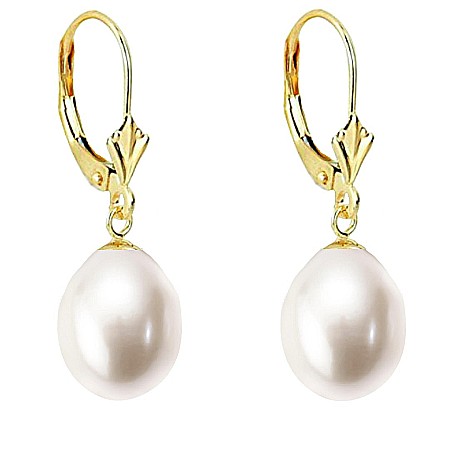 Cercei Aur cu Perle - Cercei Perle Mari, Albe, Naturale, de 11/9 mm, AAA+, Aur 14K (aur 585), Forma Lacrimă | KASKADDA®