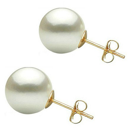 Bijuterii cu Perle Naturale - Cercei Perle Naturale Albe 8–8.5 mm, Rotunde, Calitate AAA, Aur 14K (aur 585)   | KASKADDA®
