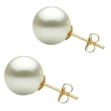 Cercei cu Perle - Cercei Perle Naturale Albe 8-8.5 mm, Rotunde, Calitate AAA, Aur 14K (aur 585) | KASKADDA®