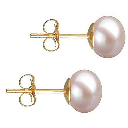 Cercei Aur cu Perle - Cercei Perle Naturale Lavandă 7–8 mm, Aur 14K (aur 585), Calitate AAA   | KASKADDA®
