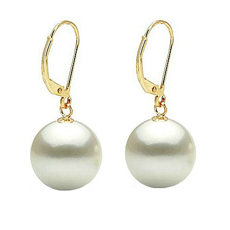 Cadouri pentru Mama - Cercei Perle Naturale Mari, de 9,5–10 mm, Rotunde AAA, Aur 14K (aur 585) | KASKADDA®