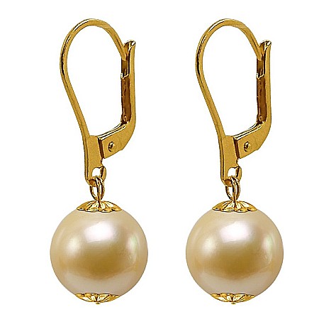 Perle Rare - Cercei Perle Rare South Sea Aurii de 10–10,5 mm și Aur Galben 14K, Bijuterie de Lux | KASKADDA®