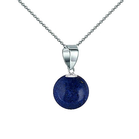 Lapis Lazuli - Colier Argint cu Pandantiv Argint si Piatra Semipretioasa Naturala de Lapis Lazuli de 8 mm