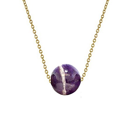 Bijuterii cu Ametist - Colier Aur 14 karate cu Ametist de 8 mm