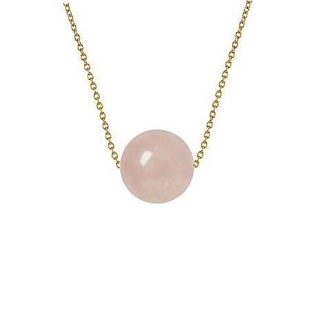 Cadouri cu Perle Naturale - Colier Aur 14 karate cu Cuart Roz de 8 mm