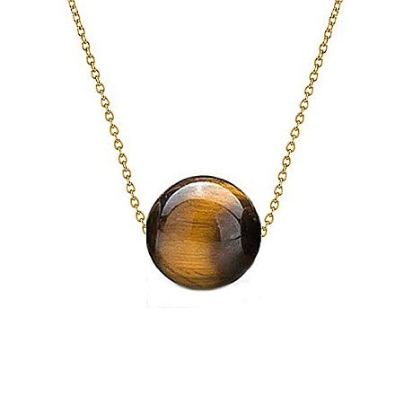 Cadouri cu Perle Naturale - Colier Aur 14 karate cu Ochi de Tigru de 12 mm
