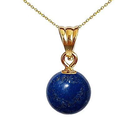 Lapis Lazuli - Colier Aur cu Pandantiv Aur de 14 karate si Piatra Semipretioasa Naturala de Lapis Lazuli de 8 mm