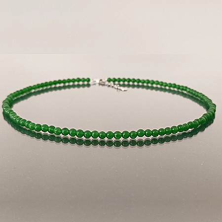 Bijuterii Jad - Colier Kaskadda Jad Verde Malaezian de 4 mm si Inchizatoare din Argint | KASKADDA®