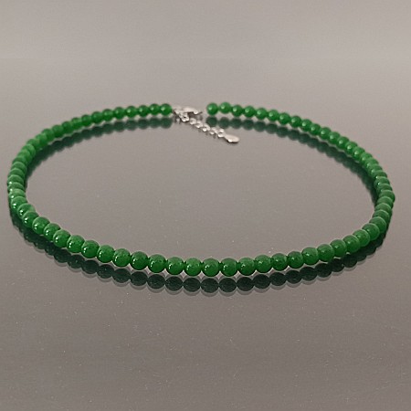 Bijuterii Jad - Colier Kaskadda Jad Verde Malaezian de 6 mm si Inchizatoare din Argint | KASKADDA®