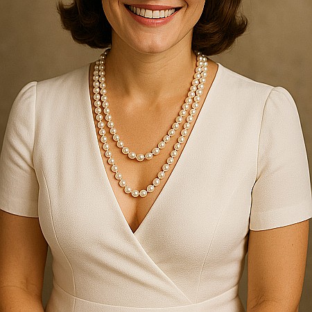 Bijuterii cu Perle Naturale - Colier Lung cu Perle Naturale Albe, 6–7 mm, 120 cm, Închizătoare Argint 925 | KASKADDA®