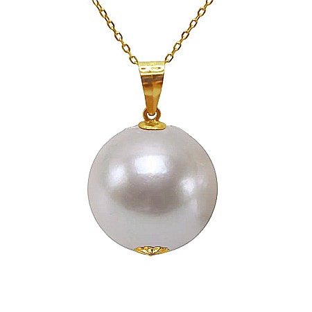 Coliere Perle cu Aur - Colier Perla Edison Albă, 11,5–12 mm, Aur Galben 14K (aur 585) | KASKADDA®