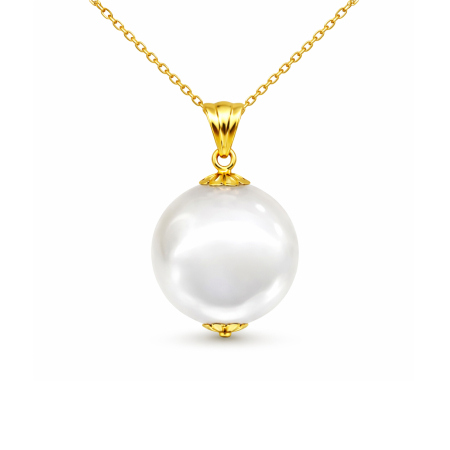 Perle Edison - Colier Perla Edison Albă, 11,5-12 mm, Aur Galben 14K (aur 585) | KASKADDA®