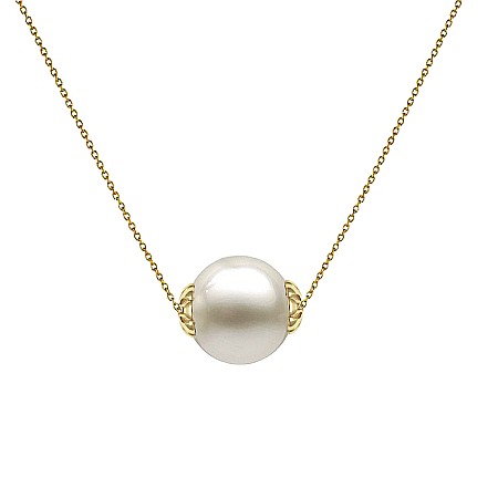 Coliere Perle cu Aur - Colier Perlă Naturală Albă 9–10 mm, Calitate AAA, Aur 14K | KASKADDA®
