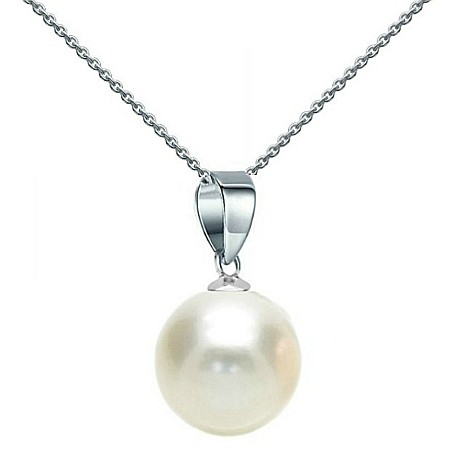 Coliere Perlă Naturală - Colier Perlă Naturală Albă, Rotundă, 8 mm și Aur Alb 14K (aur 585) | KASKADDA®