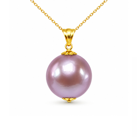 Perle Edison - Colier Perlă Naturală Lavandă Edison, 12-12,5 mm, Aur 14K (aur 585) | KASKADDA®