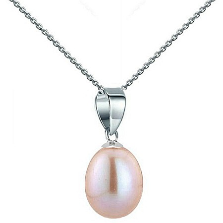 Coliere Perlă Naturală - Colier Perla Naturala Lavandă, Lacrimă, 6/8 mm și Aur Alb 14K (aur 585) | KASKADDA®