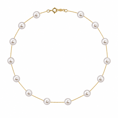 Coliere Perle Mici - Colier Perle Akoya Japoneze 5,5-6 mm, Aur Galben 14K | KASKADDA®