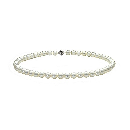 Perle Rare - Colier Perle Akoya Japoneze 5,5–6 mm, Închizătoare Sferică Aur Alb 14K | KASKADDA®