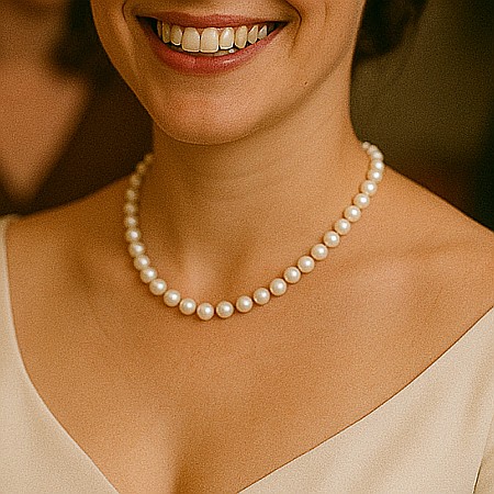 Coliere Perle la Baza Gâtului - Colier Perle Naturale la Baza Gâtului 7–8 mm, Închizătoare Aur 14K | KASKADDA®