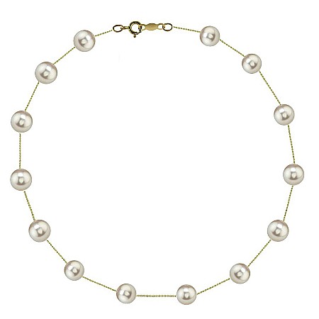 Coliere Perle cu Aur - Colier Perle, Model Office, de 7–8 mm, Calitate AAA, Aur 14K | KASKADDA®