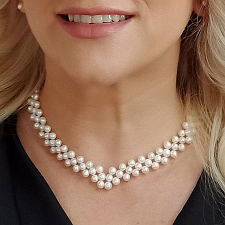 Cadouri de Aniversare a Căsătoriei - Colier Perle Naturale Albe Delicate Beauty cu Închizătoare Argint | KASKADDA®