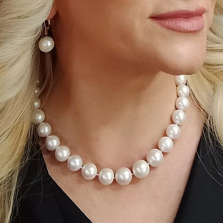 Perle Rare - Colier Perle Naturale Edison Albe 11,5–14,5 mm, AAA, Aur Alb 14K | KASKADDA®