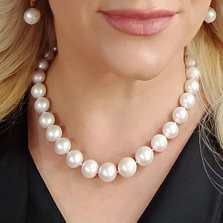 Perle Rare - Colier Perle Naturale Edison Albe 11,5–14,5 mm, AAA, Aur Galben 14K | KASKADDA®