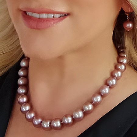 Perle Edison - Colier Perle Naturale Edison Lavandă, AAA, 10–12 mm, Aur Galben 14K | KASKADDA®