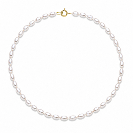Coliere Perle Mici - Colier Perle Naturale Ovale Albe cu Închizătoare Aur 14K (aur 585) | KASKADDA®