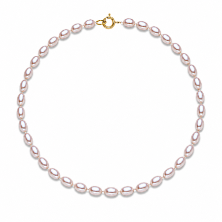 Coliere Perle Mici - Colier Perle Naturale Ovale Lavandă cu Închizătoare Aur 14K (aur 585) | KASKADDA®