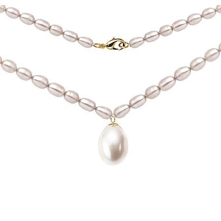 Coliere Perle cu Aur - Colier Perle Naturale și Pandantiv cu Perlă Lacrimă Rară, Aur 14K (aur 585), Model Princess | KASKADDA®