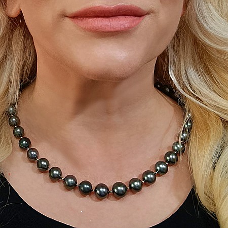 Perle Rare - Colier Perle Tahitiene 9–11 mm, Aur Galben 14K cu Bile din Aur | KASKADDA®