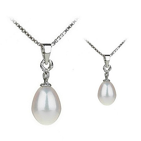 Bijuterii Mamă Fiică - Coliere de Argint cu Perla Alba Mama- Fiica