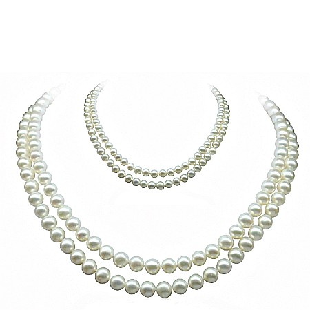 Bijuterii Mamă Fiică - Coliere Duble Albe Mama- Fiica