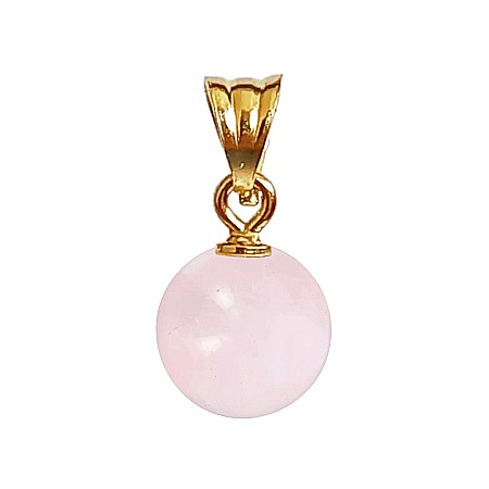 Cuart - Pandantiv Aur de 14 karate cu Piatra Semipretioasa Naturala de Cuart Roz de 10 mm