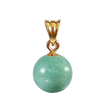 Aventurin - Pandantiv Aur de 14 karate cu Piatra Semipretioasa Naturala de Aventurin de 10 mm