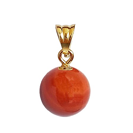 Carneol - Pandantiv Aur de 14 karate cu Piatra Semipretioasa Naturala de Carneol de 10 mm