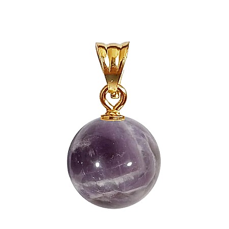 Bijuterii cu Ametist - Pandantiv Aur de 14 karate cu Piatra Semipretioasa Naturala de Ametist de 10 mm