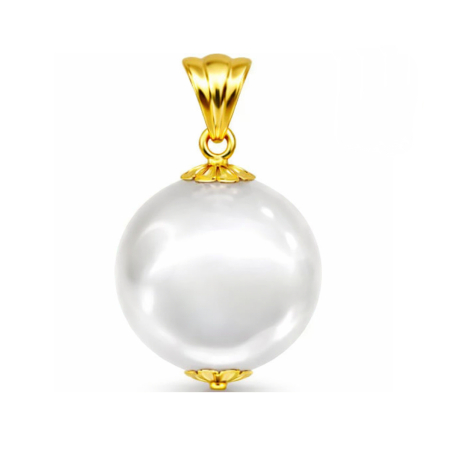 Perle Edison - Pandantiv cu Perlă Edison Albă Rară 12,5 - 13 mm și Aur Galben 14K (aur 585) | KASKADDA®