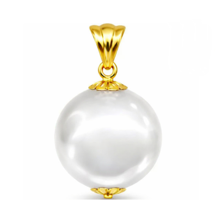 Perle Edison - Pandantiv cu Perlă Edison Albă Rară 13-13,5 mm și Aur Galben 14K (aur 585) | KASKADDA®